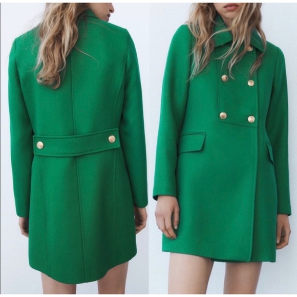 Zara Jackets & Blazers - ZARA Women's Small Buttoned Tailored Coat Apple Green Double Breasted